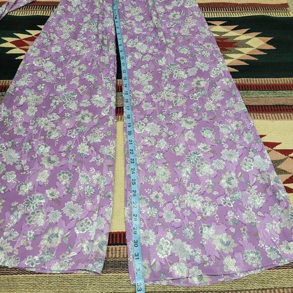 ALEXIS Shanice Lavender Floral Wrap Jumpsuit Sz XS Cutout Long Sleeve Wide Leg - Picture 9 of 12